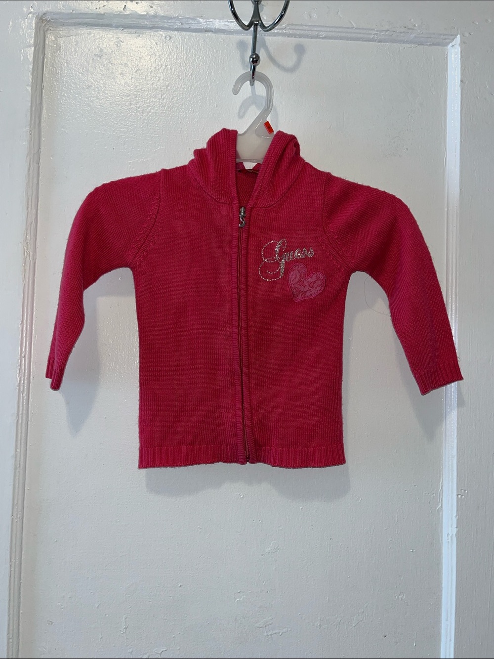 Guess Kids Hooded Zip Sweater - Raspberry